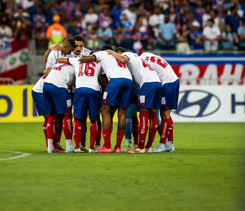 Jogadores reunidos em Bahia x Boston River