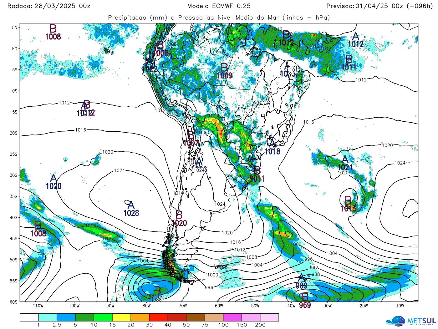 Frente fria chegando ao Brasil