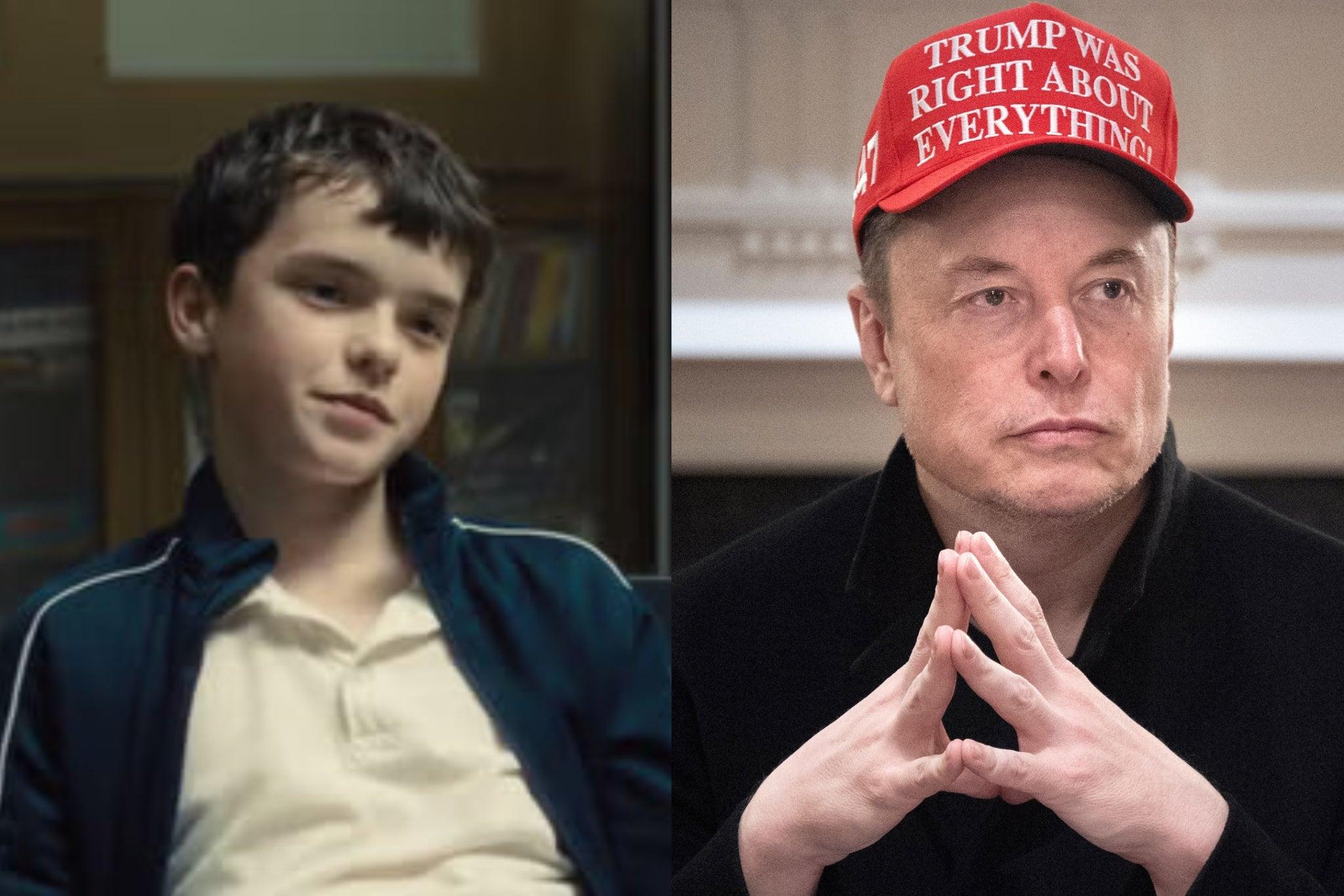 Owen Cooper em 'Adolescence', e Elon Musk.