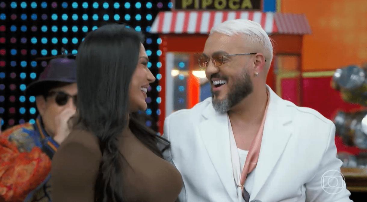 Belo e Gracyanne se reencontram no Domingão com Huck