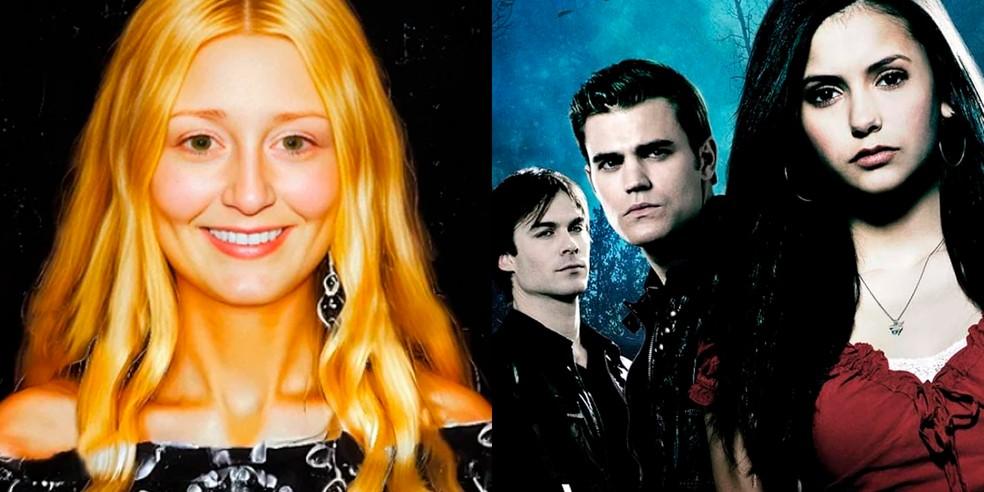 Ilustração da escritora Lisa Jane Smith e os personagens da TV de 'The Vampire Diaries'