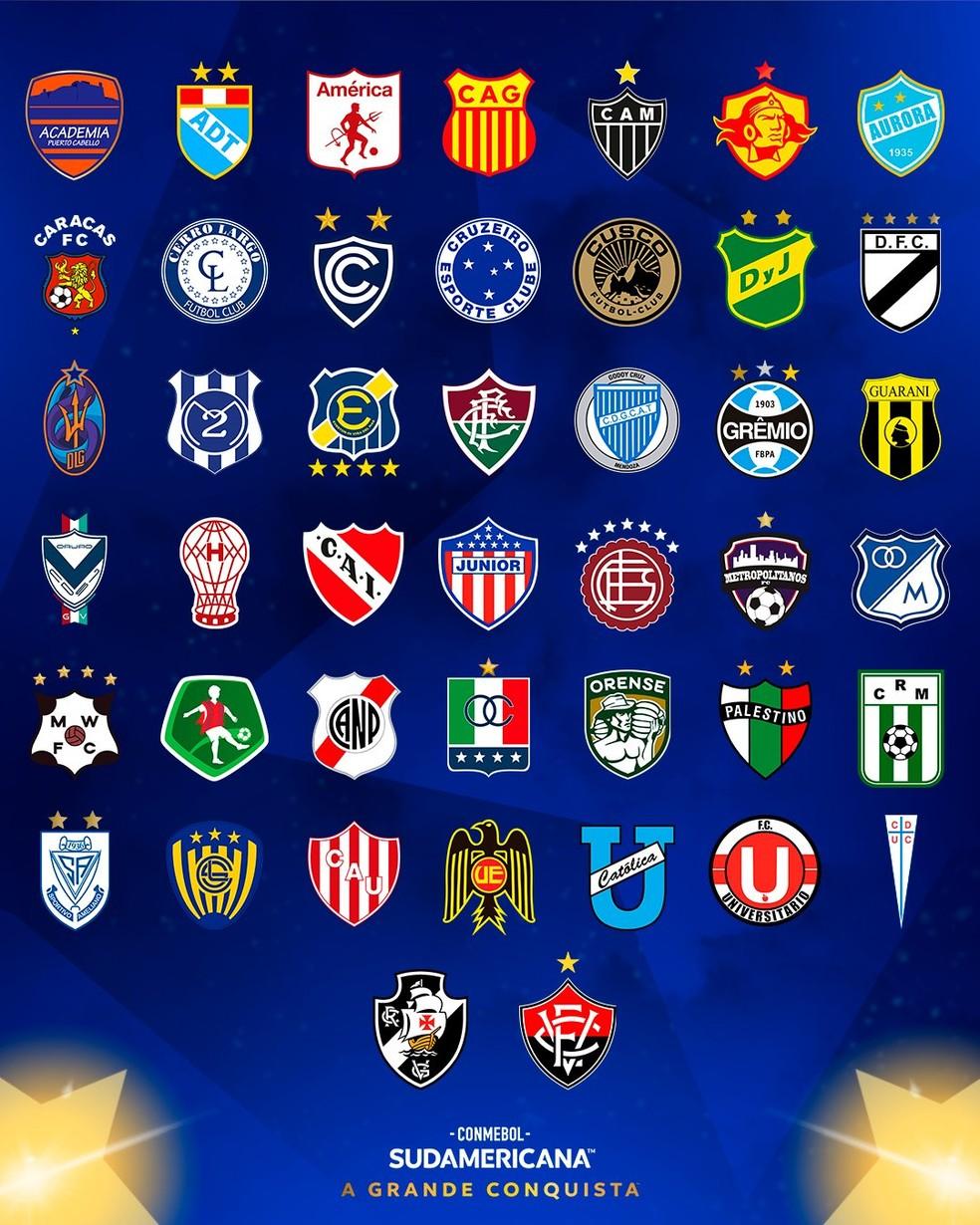 Copa Sul-Americana tem 44 clubes confirmados, entre eles Atlético, Cruzeiro, Fluminense, Vasco, Grêmio e Vitória