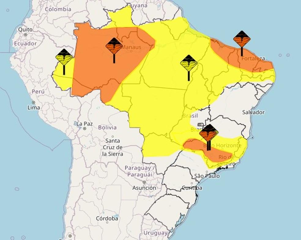 Alertas do Inmet para chuvas intensas