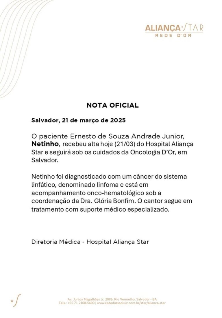 Netinho é diagnosticado com câncer no sistema linfático e cancela shows