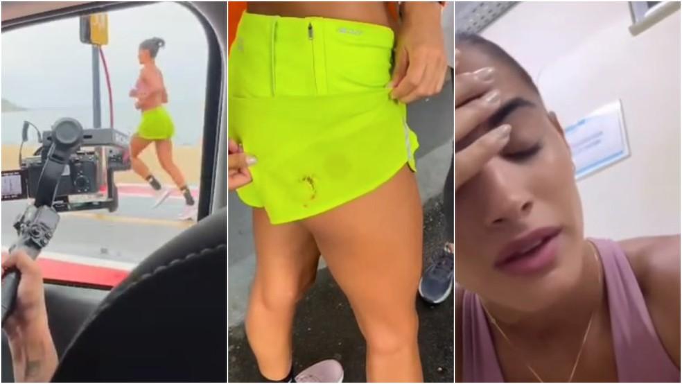 Atriz Letícia Salles durante gravação de corrida em Maricá