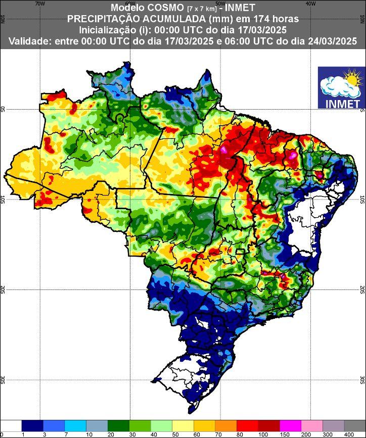 Mapa previsão do tempo Inmet