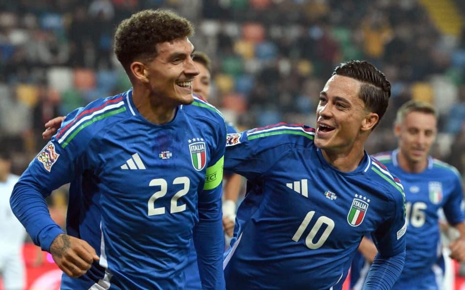 Di-Lorenzo comemora gol da Itália na vitória por 4 a 1 sobre Israel pela Liga das Nações