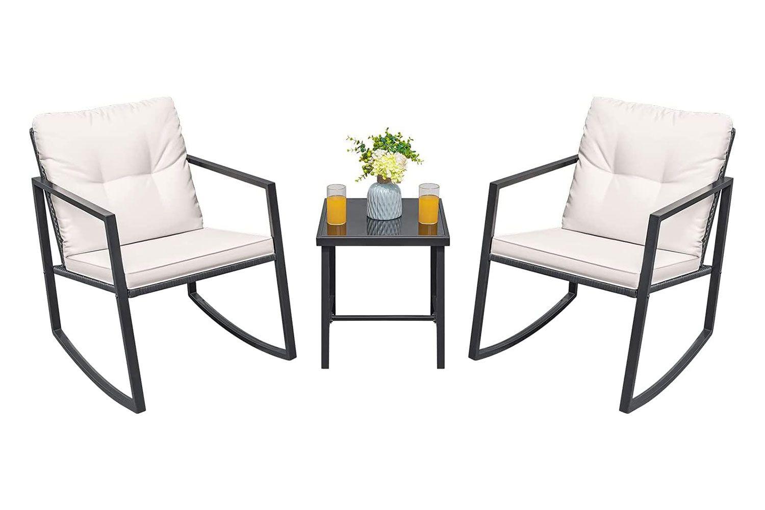 Greesum 3 Pieces Rocking Wicker Bistro Set