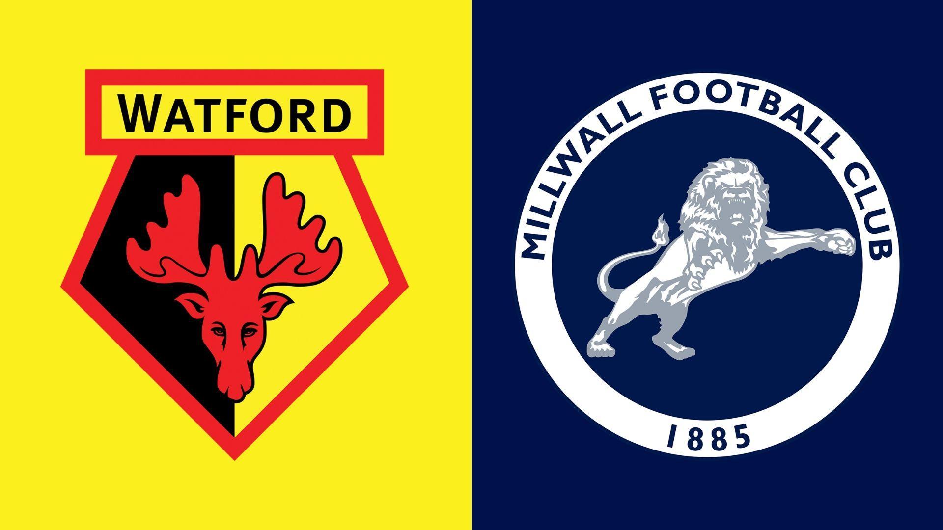 Emblemas dos clubes Watford e Millwall