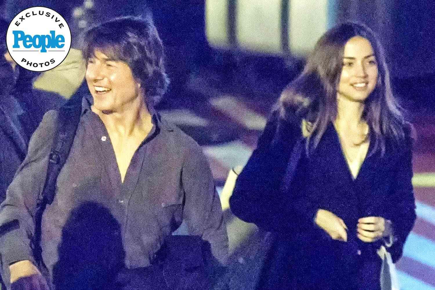 Tom Cruise e Ana de Armas chegando juntos ao Heliporto de Londres