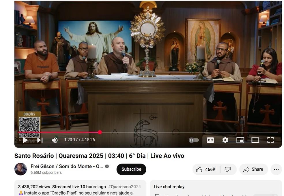 Frei Gilson reúne milhões em live do Santo Rosário
