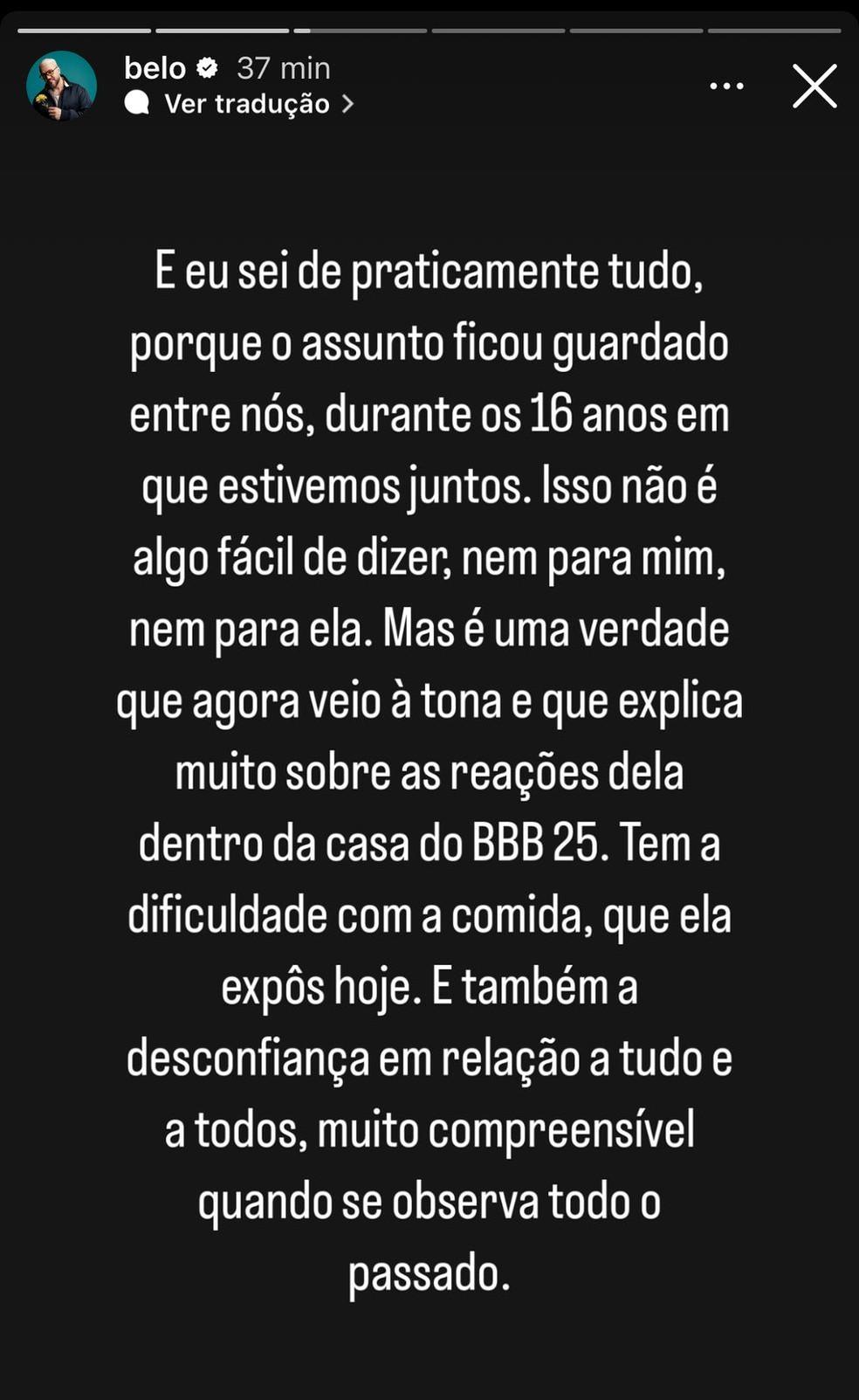 Belo faz postagem nas redes sociais sobre Gracyanne Barbosa