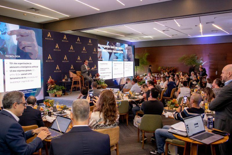 Thomas Dubaere, CEO da rede de hotelaria Accor Américas, em coletiva de imprensa