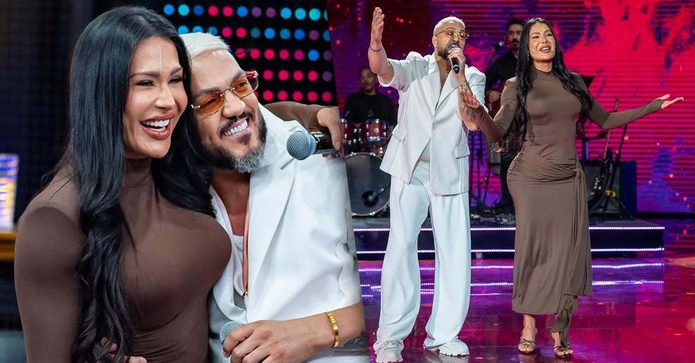 Gracyanne e Belo se encontram no Domingão