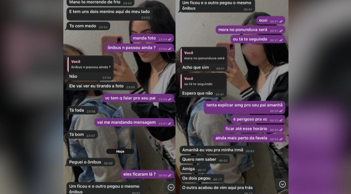 Conversa entre Vitória Regina e uma amiga antes de desaparecer.