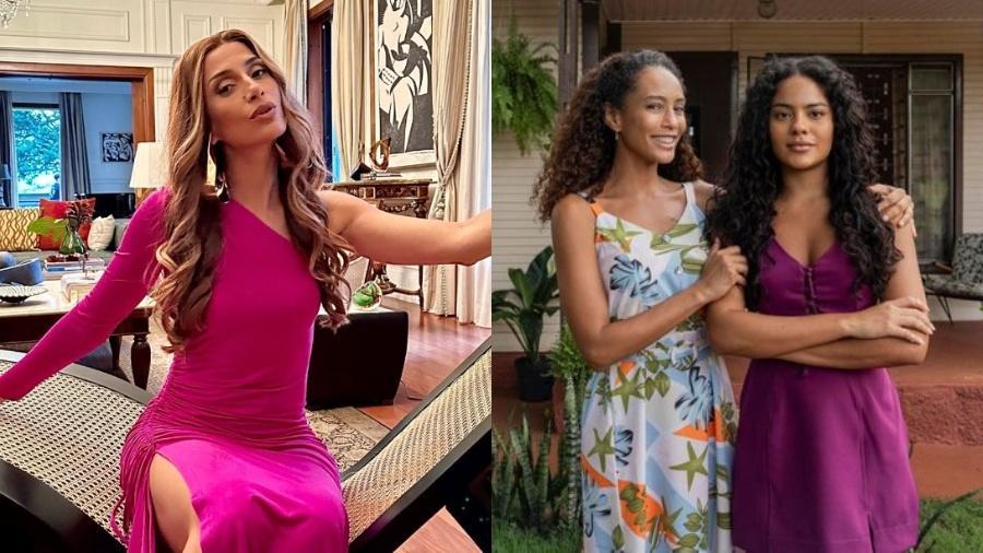 Camila Pitanga celebra Tais Araujo e Bella Campos na estreia de 'Vale Tudo'.