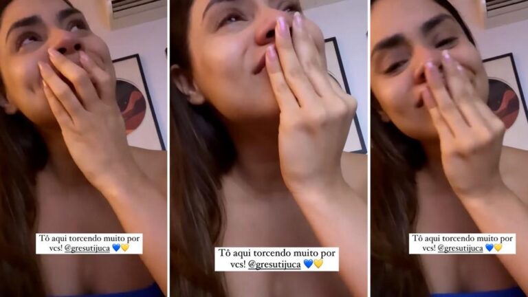 Lexa se emociona ao assistir ao desfile da Unidos da Tijuca no Carnaval 2025