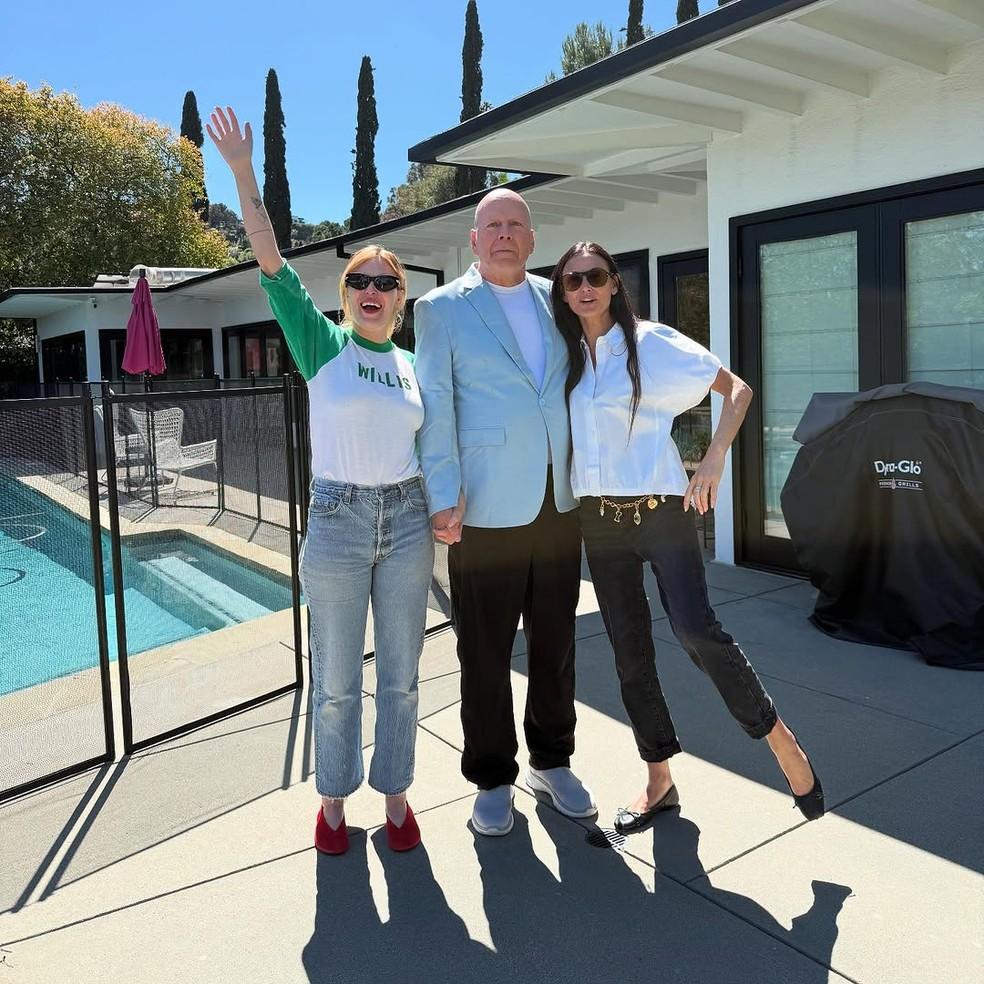 Tallulah Willis com os pais, Bruce Willis e Demi Moore
