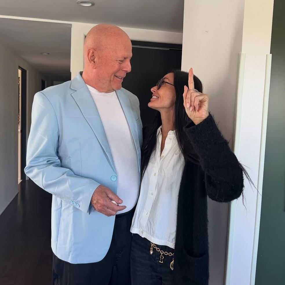 Bruce Willis e Demi Moore no aniversário de 70 anos dele