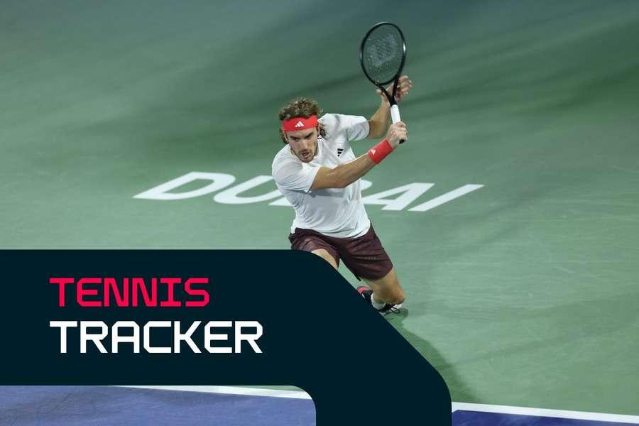 Stefanos Tsitsipas celebra sua vitória em Dubai.