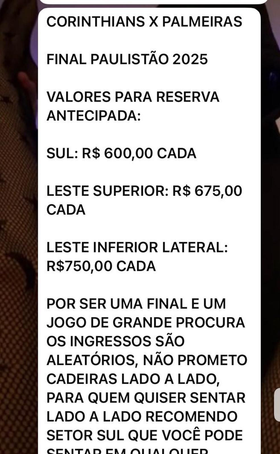 Cambistas oferecem ingressos para final do Campeonato Paulista