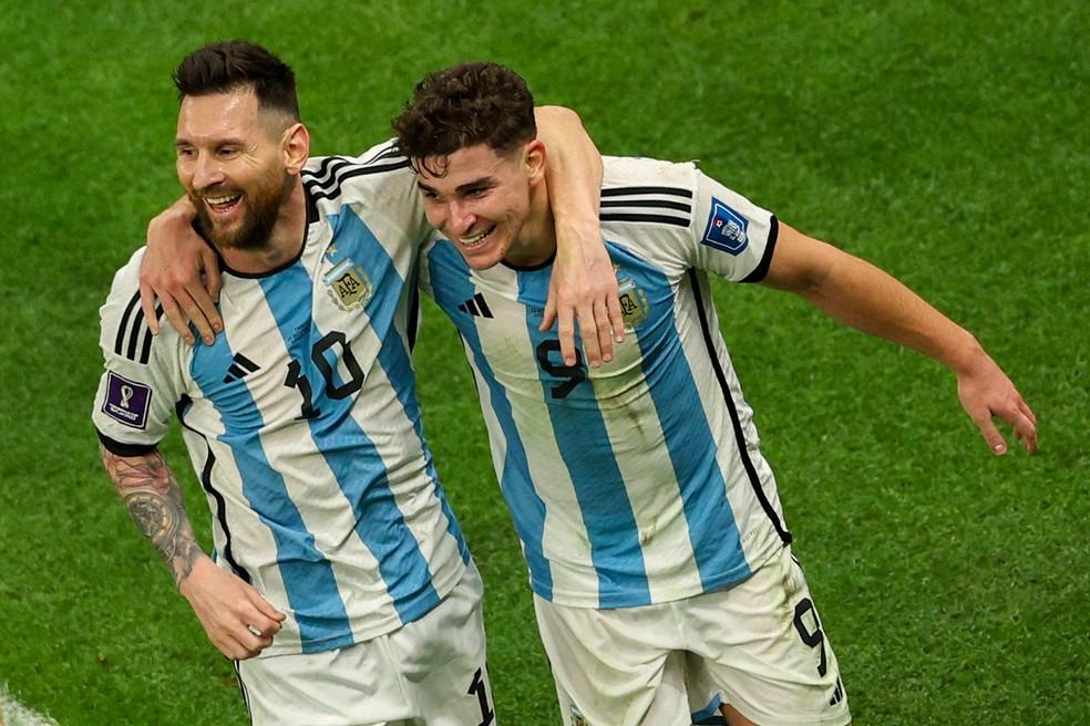 Messi e Julian Álvarez Argentina x Croácia, pela semifinal da Copa do Mundo de 2022