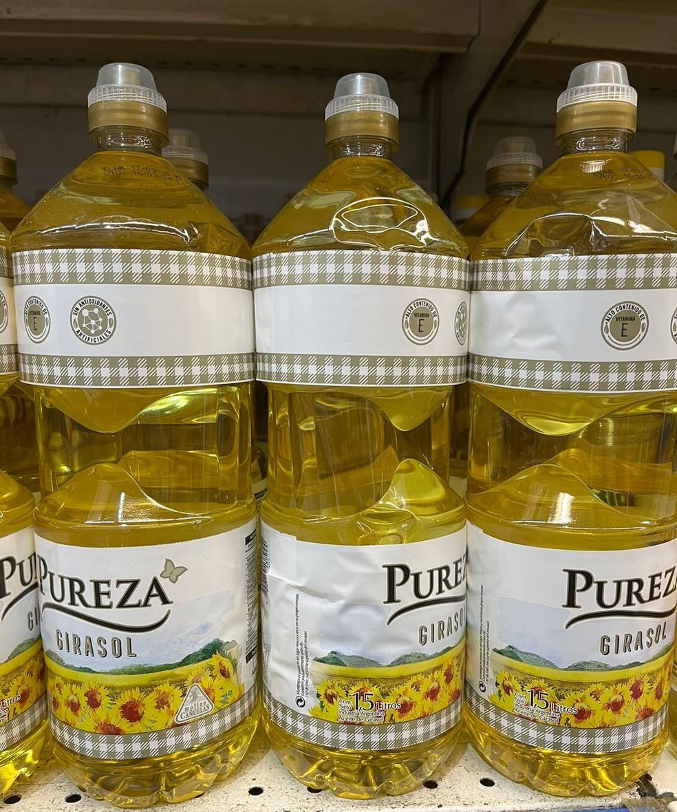 Garrafas de óleo de girassol vendidas na Argentina