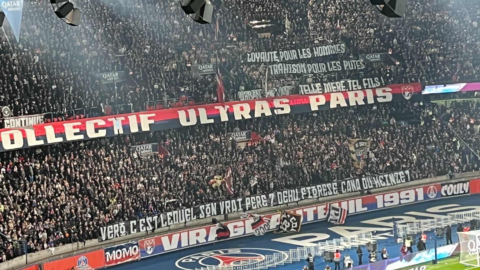 Banderoles insultantes direcionadas a Rabiot e sua mãe durante o PSG-OM