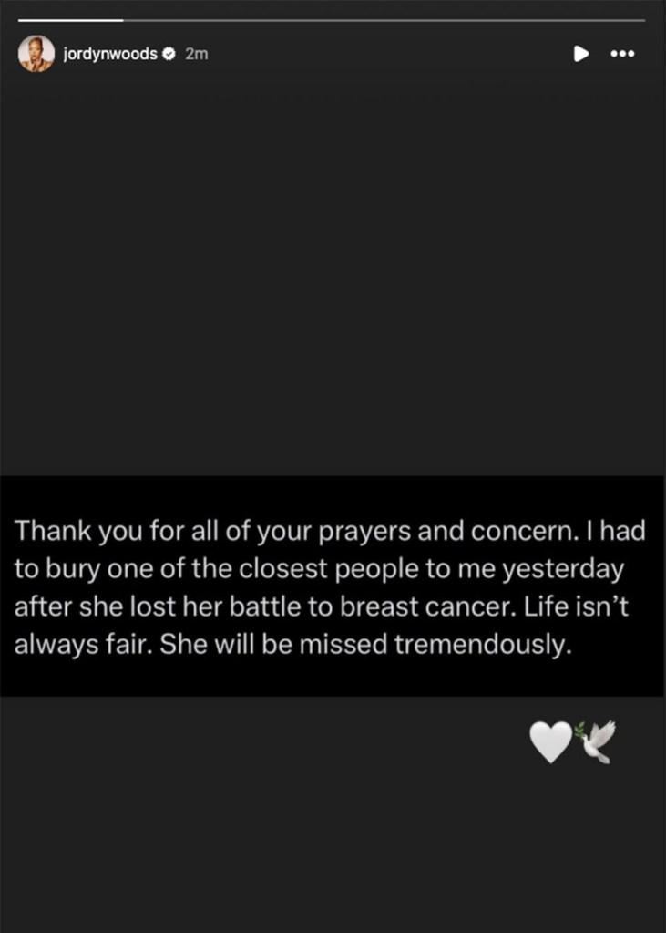 Jordyn Woods lamenta a perda da amiga para o câncer