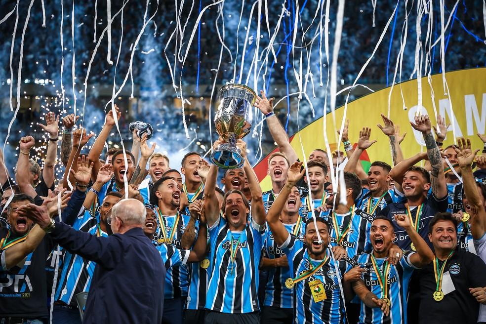Grêmio conquistou o hepta do Gauchão diante do Juventude em 2024 — Foto: Lucas Uebel/Divulgação Grêmio