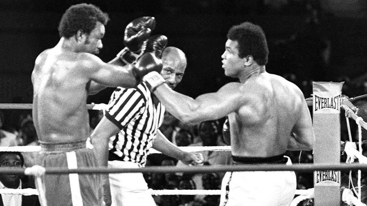 George Foreman e Muhammad Ali na famosa luta de 1974
