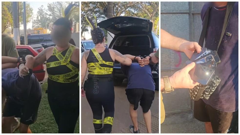 Policial civil com fantasia de 'cena de crime' prende homem que estava com 11 celulares furtados