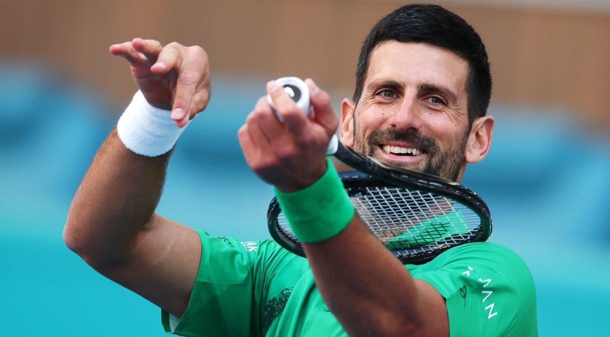 Novak Djokovic durante o Masters 1000 de Miami