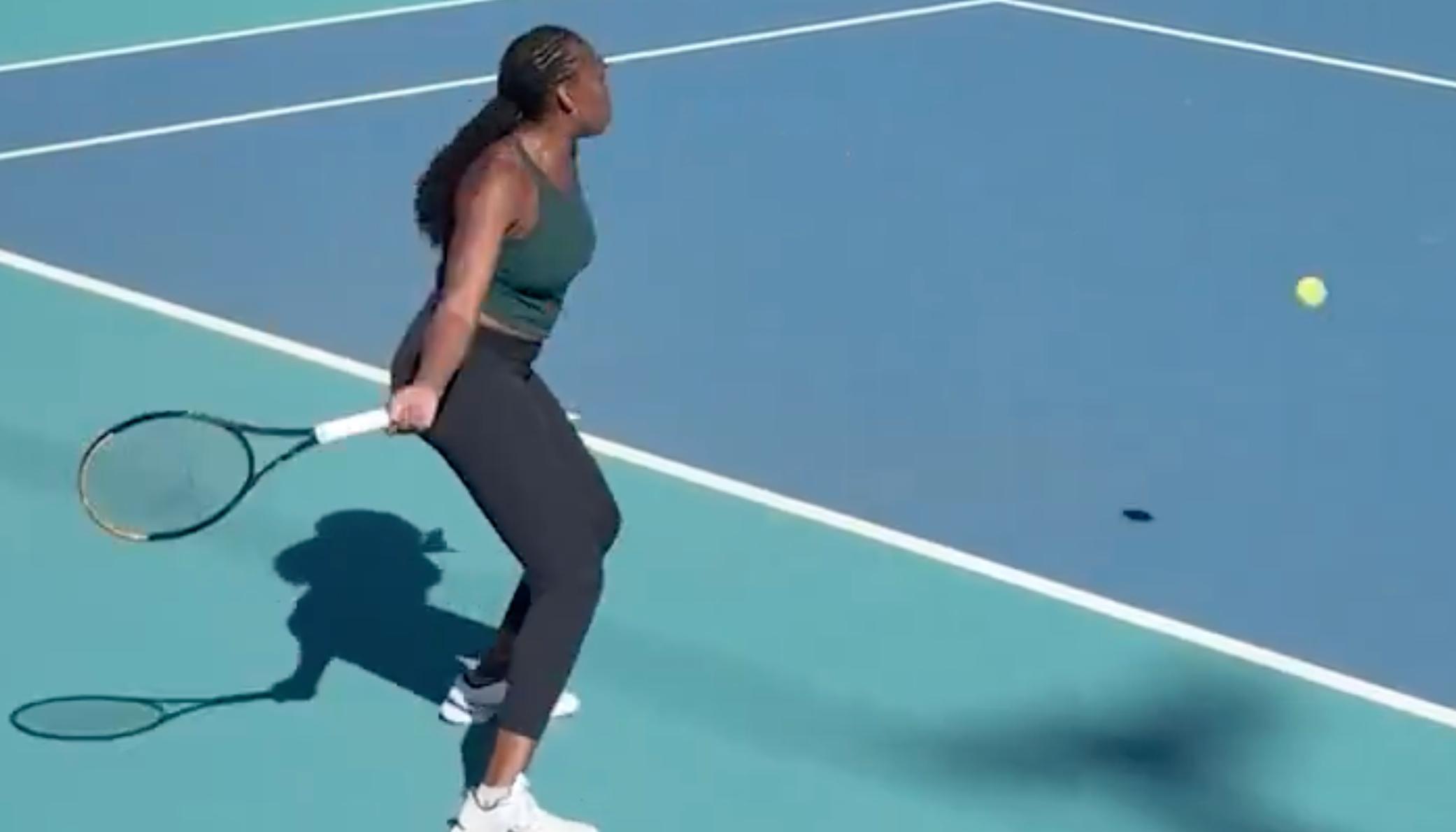 Venus Williams durante sessão de treinos em Miami