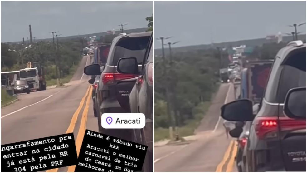 Foliões enfrentam congestionamento em Aracati