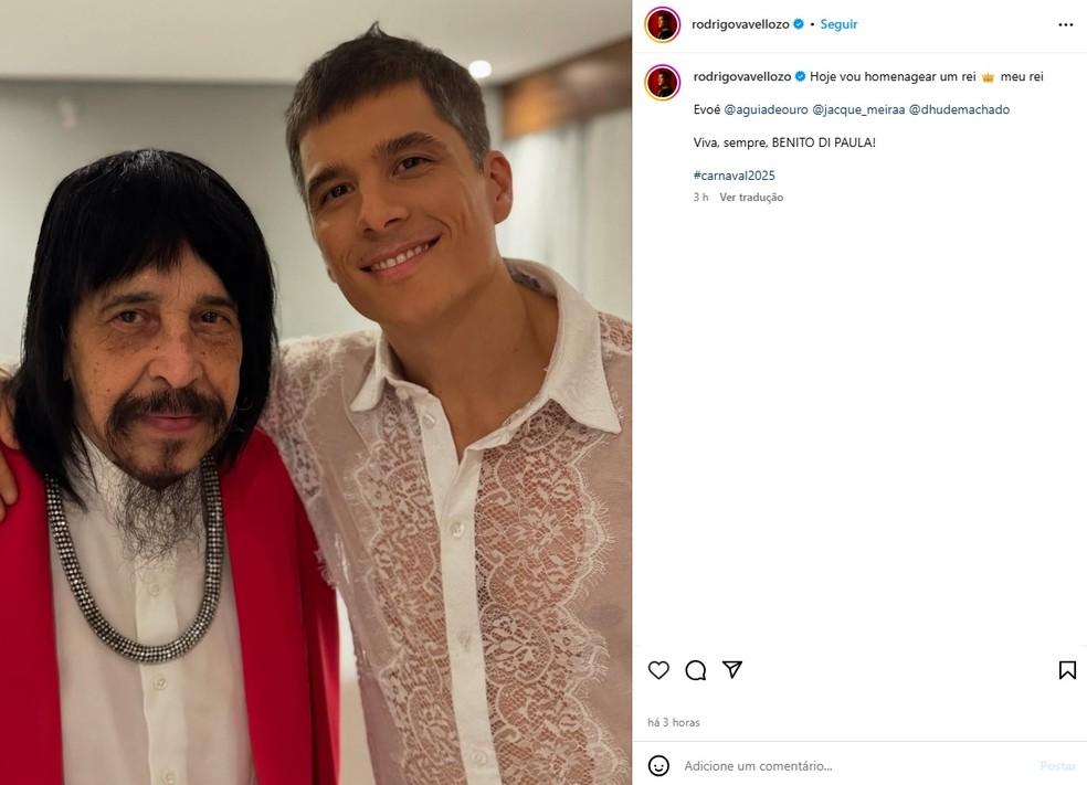 Rodrigo Vellozo e Benito di Paula, antes do desfile da Águia de Ouro