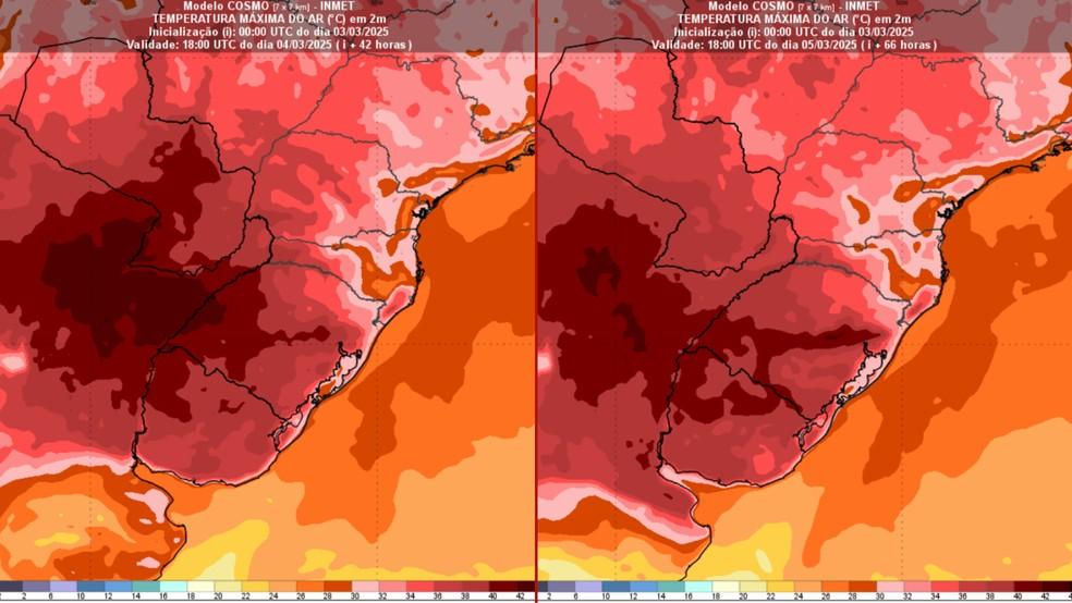 Onda de calor no Rio Grande do Sul nos dias 4 e 5 de março.