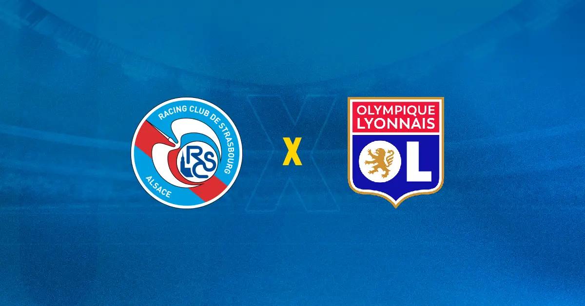 Escudos de Strasbourg x Lyon se enfrentam no Campeonato Francês.