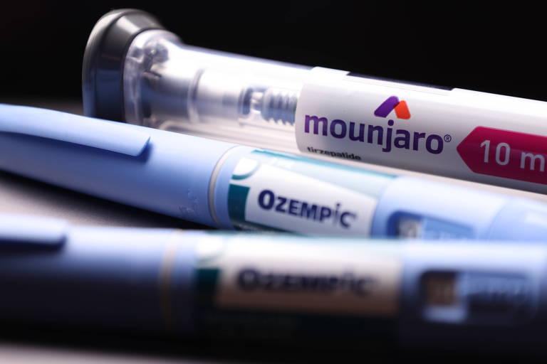 Canetas de medicamentos Ozempic e Mounjaro