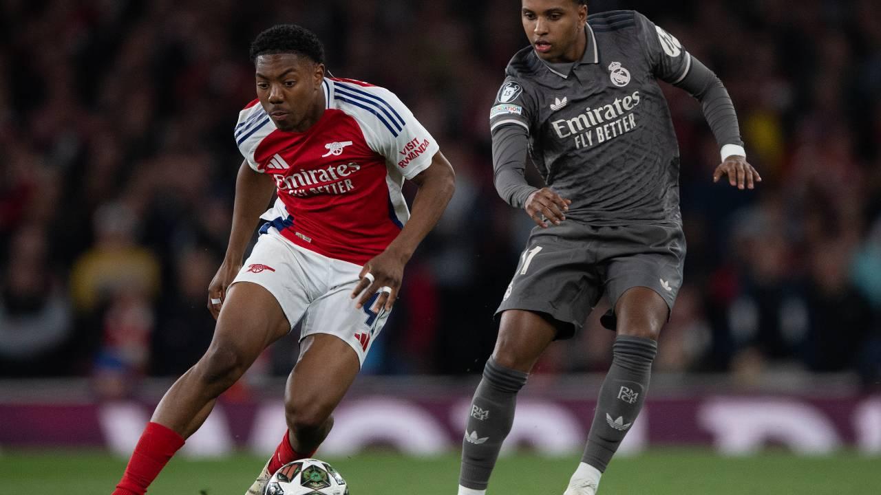Rodrygo em ação no jogo Arsenal x Real Madrid