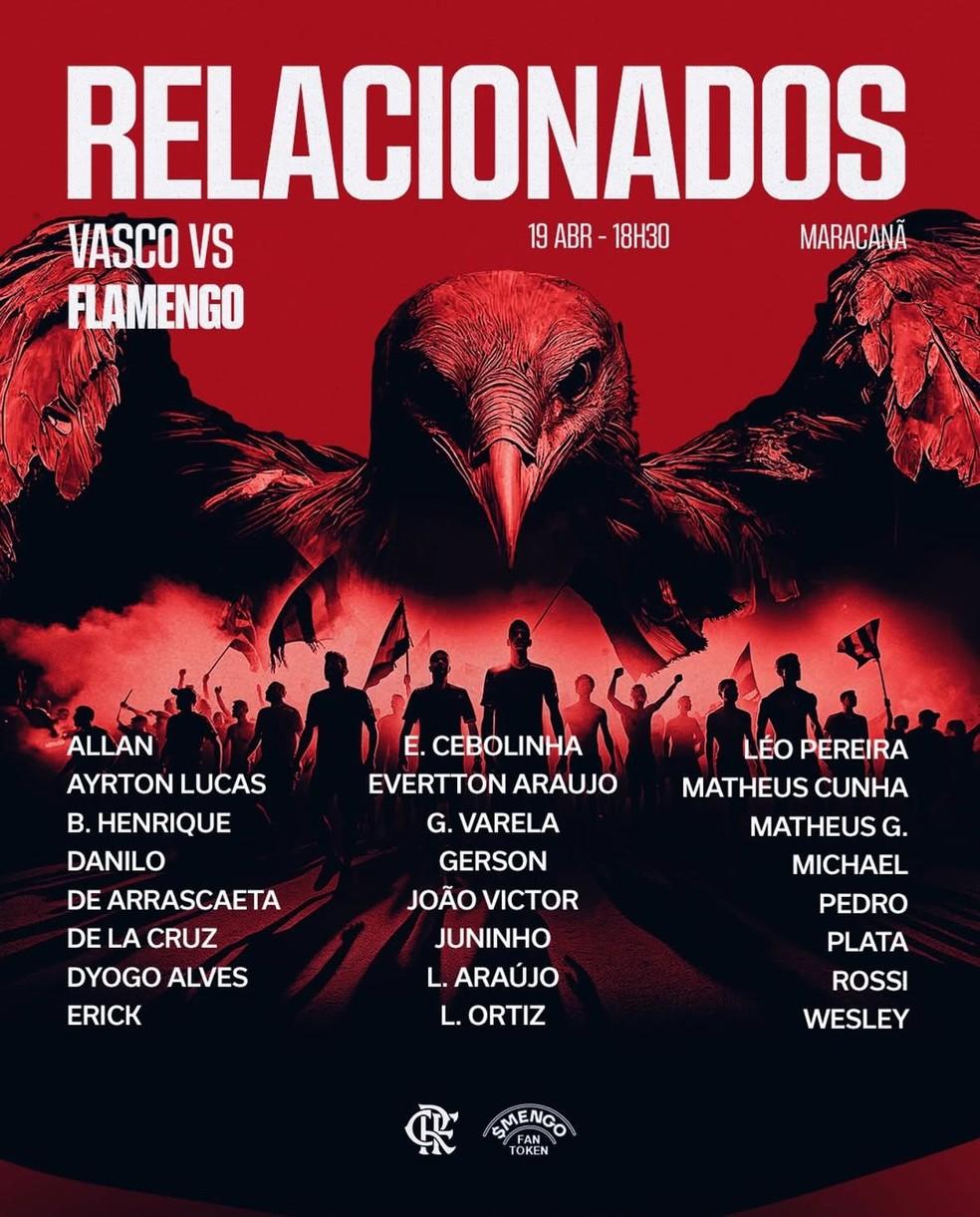 Relacionados do Flamengo para o clássico contra o Vasco
