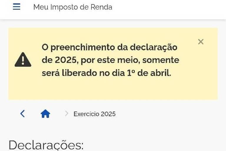 Erro ao tentar acessar o programa para fazer a declaração do Imposto de Renda no celular.