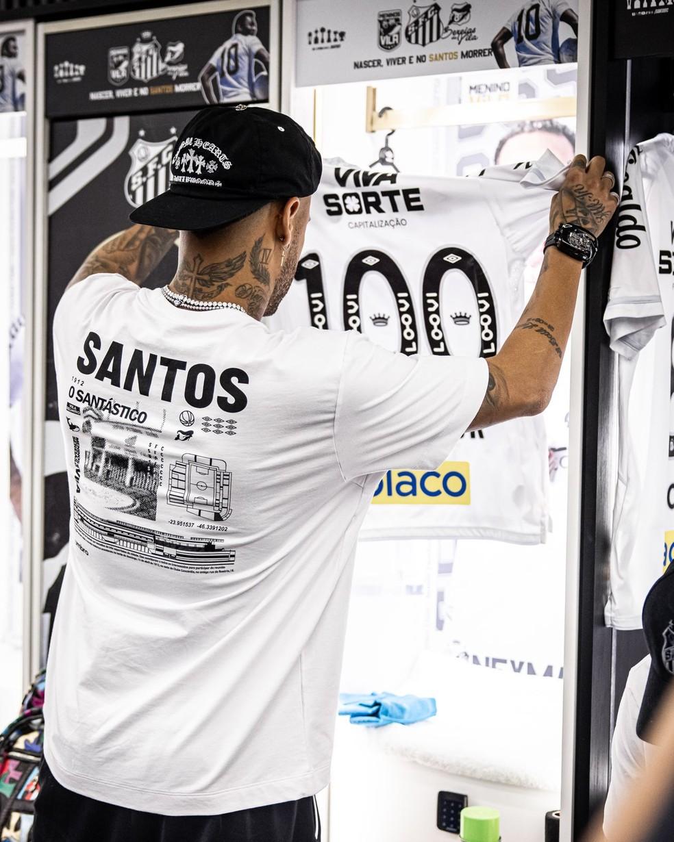 Neymar usa camisa 100 em Santos x Atlético-MG