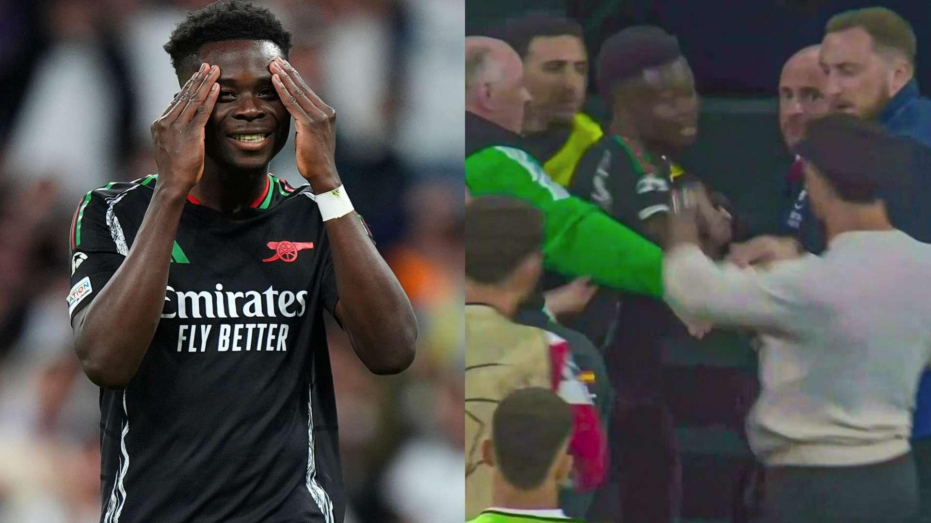 Bukayo Saka e Dani Carvajal durante o jogo