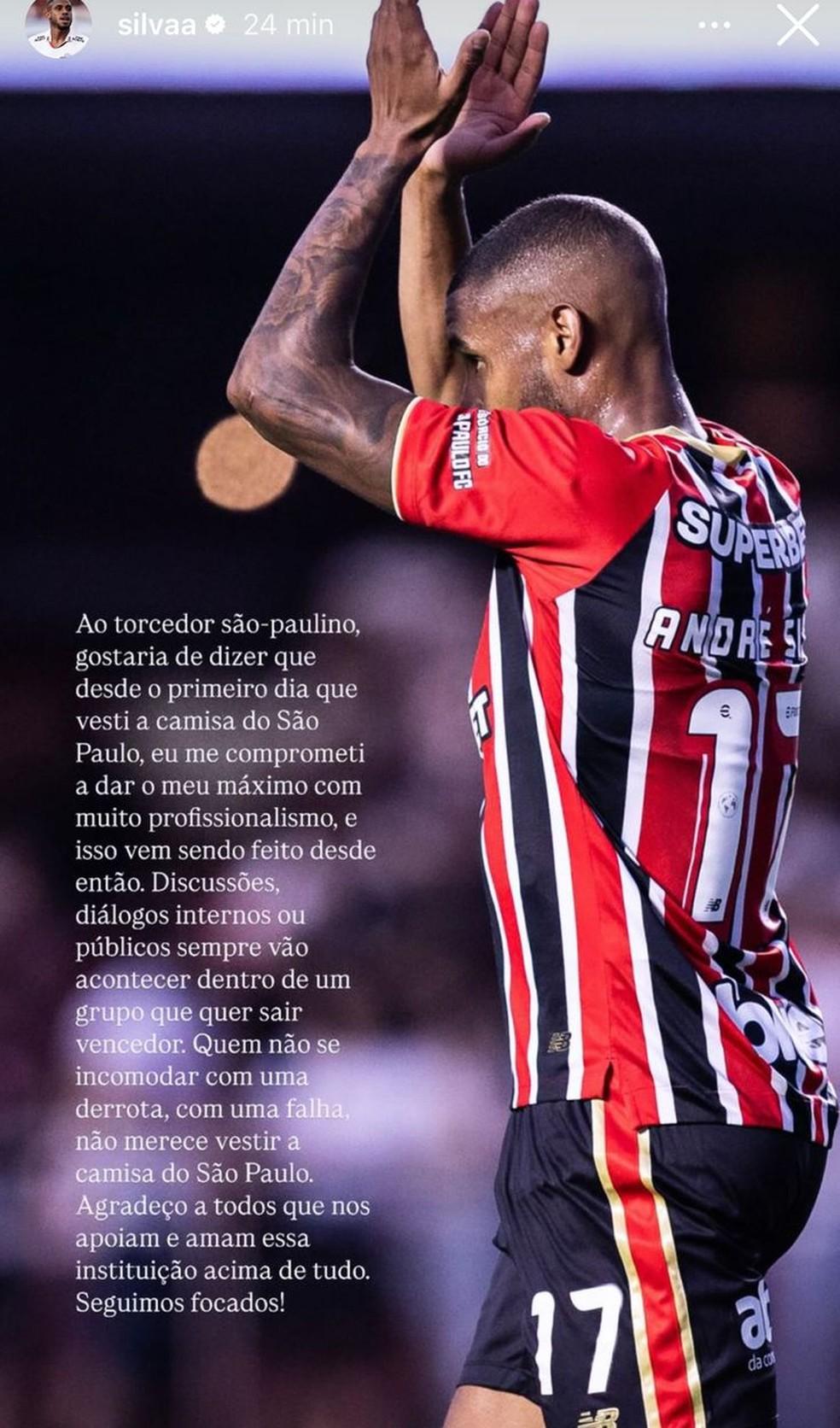 André Silva, do São Paulo, em seu Instagram