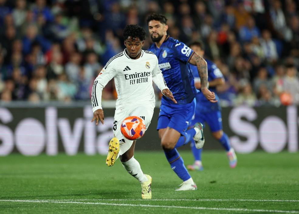 Endrick em ação pelo Real Madrid contra o Getafe