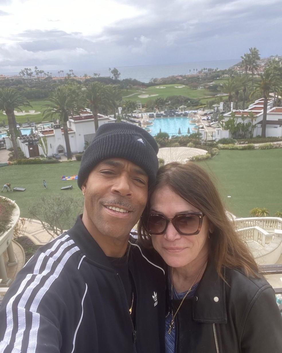 Kim Delaney e o marido, James Morgan