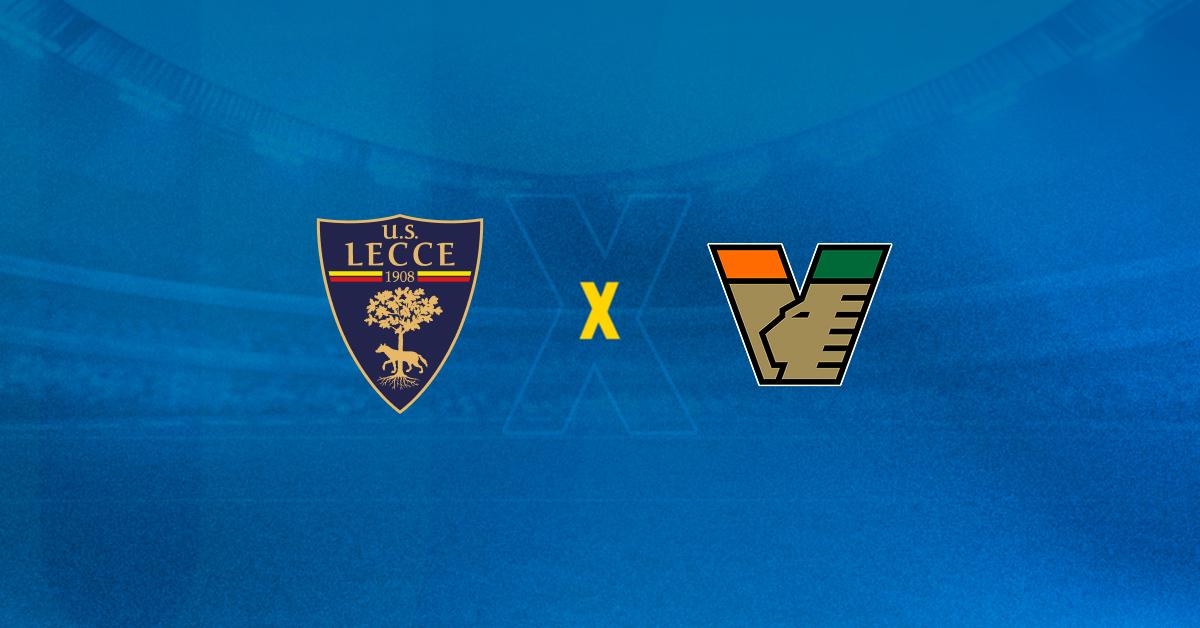 Escudos de Lecce x Venezia se enfrentam no Campeonato Italiano.
