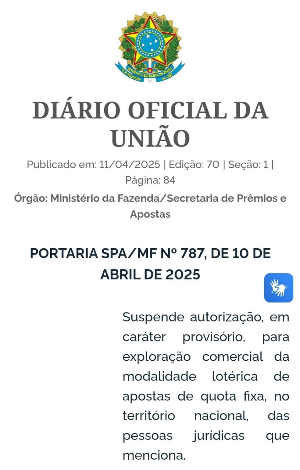 Ministério da Fazenda suspende casas de apostas