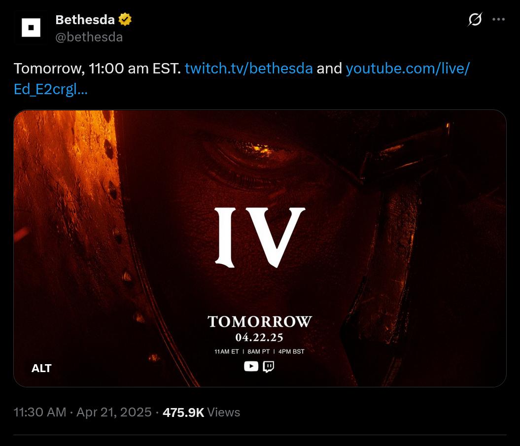 Revelação do Oblivion Remaster Amanhã